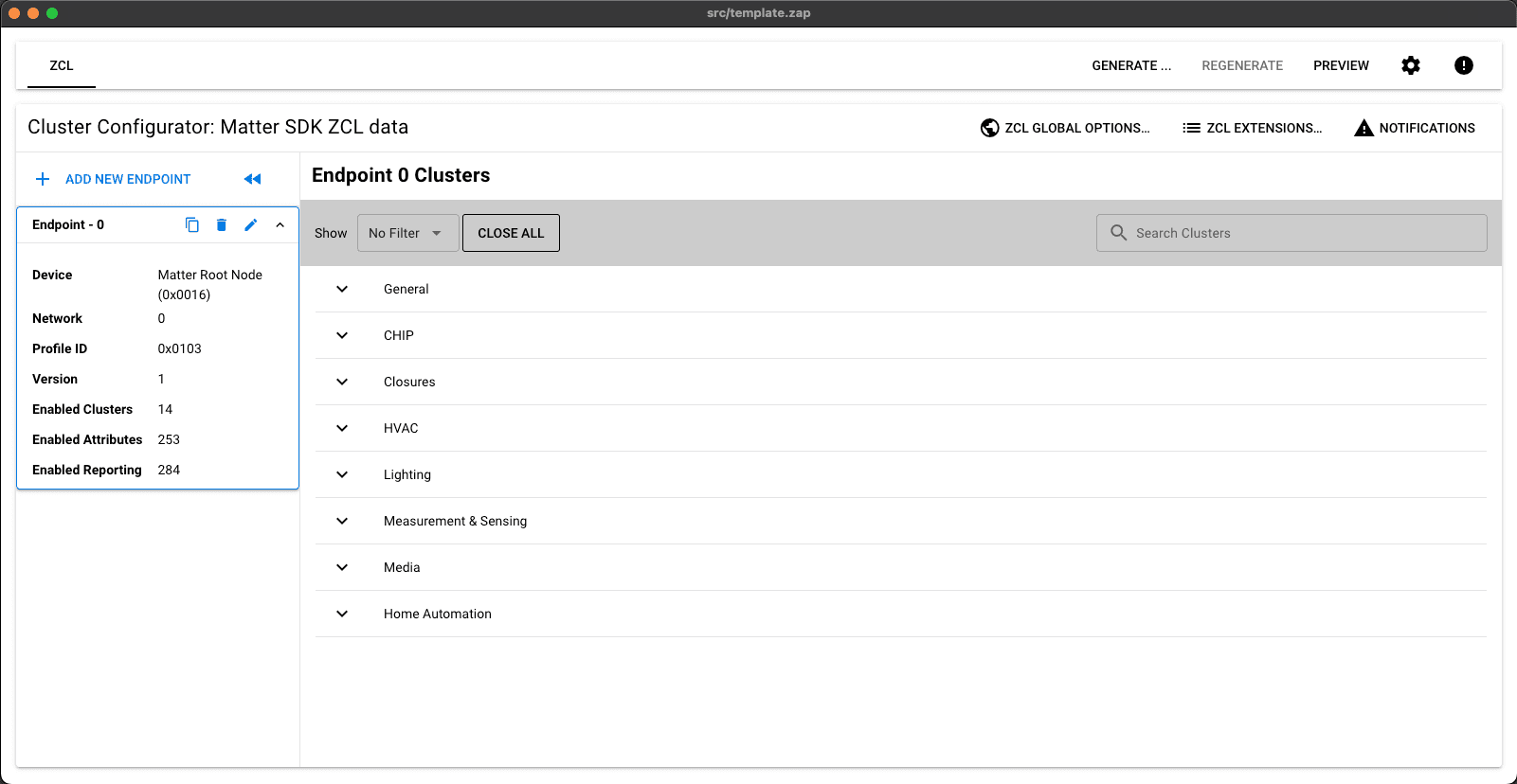ZAP with template project zap file loaded